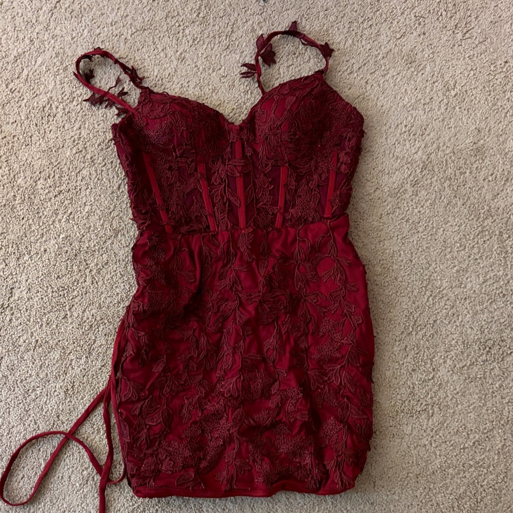 Elegant Burgundy Lace Dress